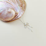 Sterling Silver Ribbon Bow Necklace pendant romantic gift for girlfriend wife handmade jewelry for women coquette bowknot charm