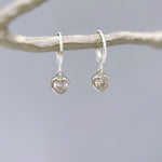 Dainty Crystal Heart Earrings Gold Huggie Hoops Dangle charms Silver, Rose Gold romantic birthday gift girlfriend bff sister daughter gift