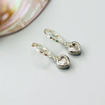 Dainty Crystal Heart Earrings Gold Huggie Hoops Dangle charms Silver, Rose Gold romantic birthday gift girlfriend bff sister daughter gift