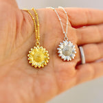 Sunflower Necklace gold, silver birth flower pendant for women summer Birthflower jewelry for August birthday gift for gardener mom wife