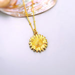 Sunflower Necklace gold, silver birth flower pendant for women summer Birthflower jewelry for August birthday gift for gardener mom wife Leo