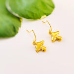 Gold Mushroom Earrings dangle handmade Cottagecore Jewelry unique dangling charm earrings gift for gardener nature plant lover sister bff