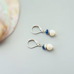 Dainty Tanzanite and Pearl Earrings dangle 14k gold , Sterling Silver handmade purple gemstone freshwater pearl jewelry December birthstone