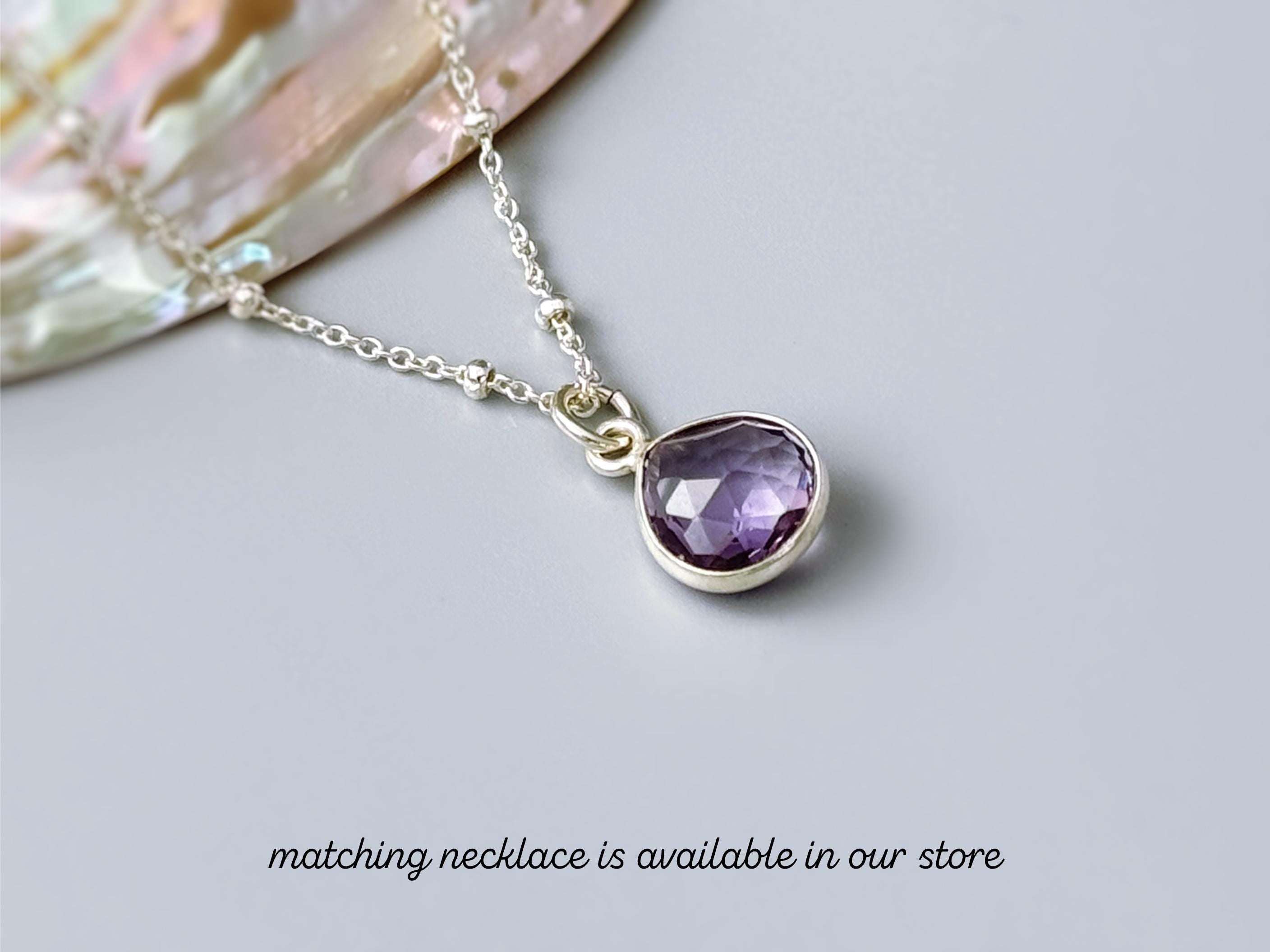 Pink Amethyst earrings bezel set silver