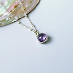 Pink Amethyst Necklace Sterling Silver handmade purple gemstone pendant February birthstone jewelry layering necklace for women gift for mom