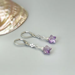 Amethyst Star earrings February Birthstone Jewelry