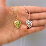 Hammered Gold Heart Necklace silver heart pendant for women romantic handmade jewelry gift for mom, grandma, wife, sister bff, girlfriend