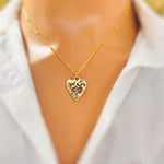 Hammered Gold Heart Necklace silver heart pendant for women romantic handmade jewelry gift for mom, grandma, wife, sister bff, girlfriend