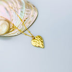 Hammered Gold Heart Necklace silver heart pendant for women romantic handmade jewelry gift for mom, grandma, wife, sister bff, girlfriend