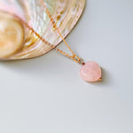 Rose Quartz Heart Necklace Silver, Gold, Rose Gold handmade pink gemstone pendant January birthstone gift for girlfriend, wife, mom sister
