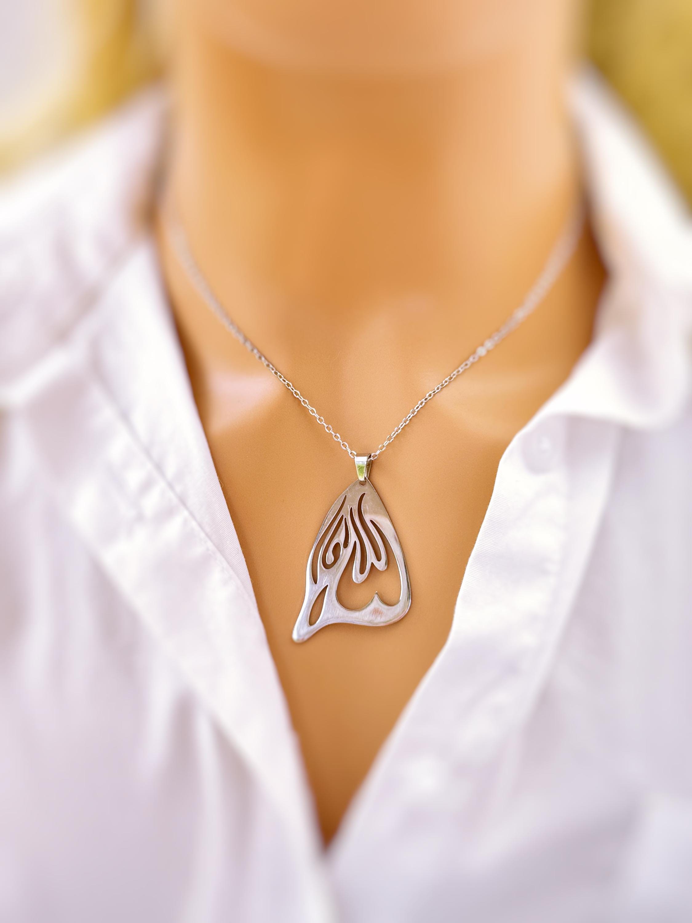 Silver Monarch Wing Butterfly Necklace handmade minimalist jewelry gift for nature lovers gardeners sisters friends statement necklace steel
