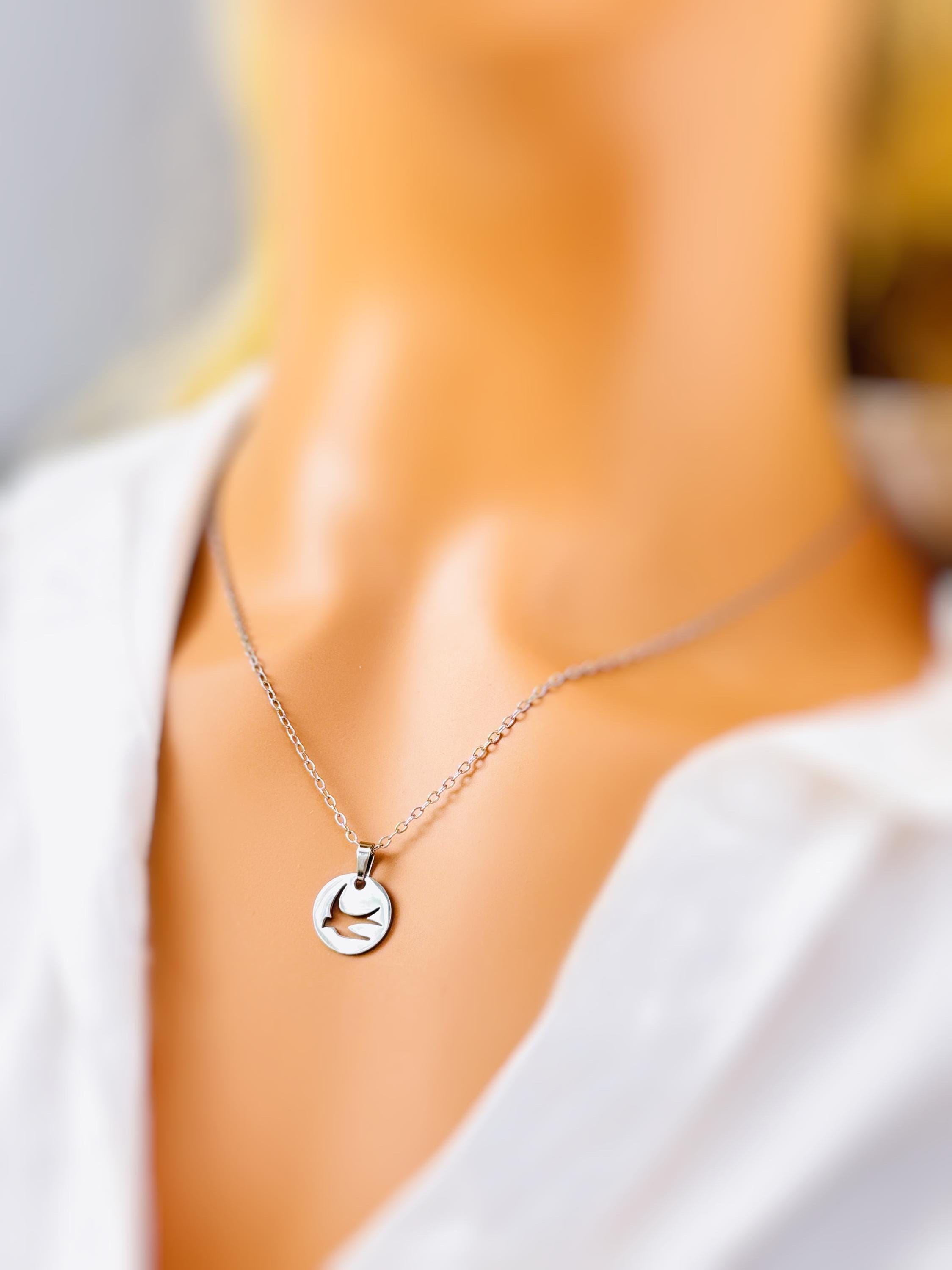 Dainty Silver Swallow Necklace handmade minimalist bird jewelry gift for nature lovers gardeners sisters friends stainless steel pendant