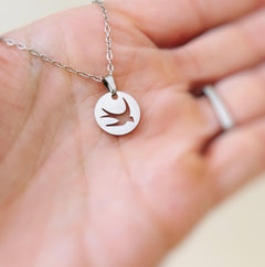 Dainty silver Swallow Necklace handmade minimalist bird jewelry gift for nature lovers gardeners sisters friends  stainless steel pendant