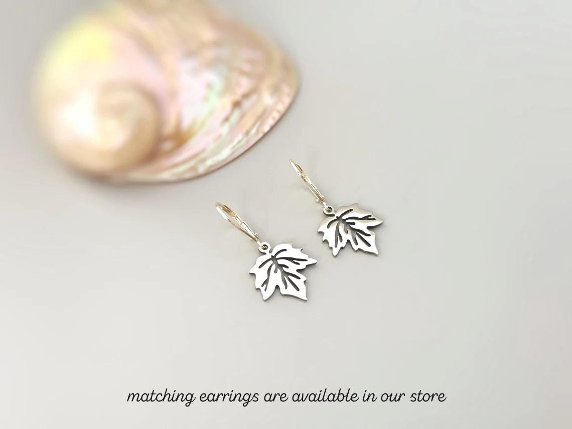 Maple Leaf Necklace silver, gold pendant for women minimalist handmade jewelry gift for gardener hiker nature lover Canadian leaves charm