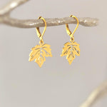 Maple Leaf Earrings dangle sterling silver, gold