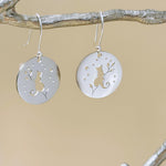 Cat Earrings dangle silver dangle handmade witchy jewelry whimsical spooky gothic earrings kitten kitty gift for cat lovers, mom, sister bff