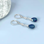 Dainty Black Onyx earrings dangle, Sterling Silver, Gold crystal dangly tear drop handmade boho gemstone jewelry for women July Birthstone