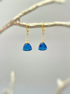 Dainty Sapphire Blue Earrings gold, sterling silver