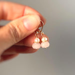 Pearl and Pink Rose Quartz Earrings Dangle Sterling Silver, Rose Gold, Gold Handmade Gemstone Jewelry January birthstone gift for mom, wife