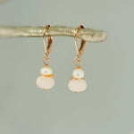 Pearl and Pink Rose Quartz Earrings Dangle Sterling Silver, Rose Gold, Gold Handmade Gemstone Jewelry January birthstone gift for mom, wife