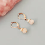 Pearl and Pink Rose Quartz Earrings Dangle Sterling Silver, Rose Gold, Gold Handmade Gemstone Jewelry January birthstone gift for mom, wife