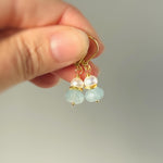 Pearl and Aquamarine Earrings Drop Dangle 14k Gold Fill Sterling Silver Handmade Blue Gemstone Jewelry March birthstone gift for mom, wife
