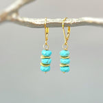 Turquoise Earrings dangle gold boho sterling silver dangly blue gemstone lightweight everyday 14k jewelry for women December Birthstone