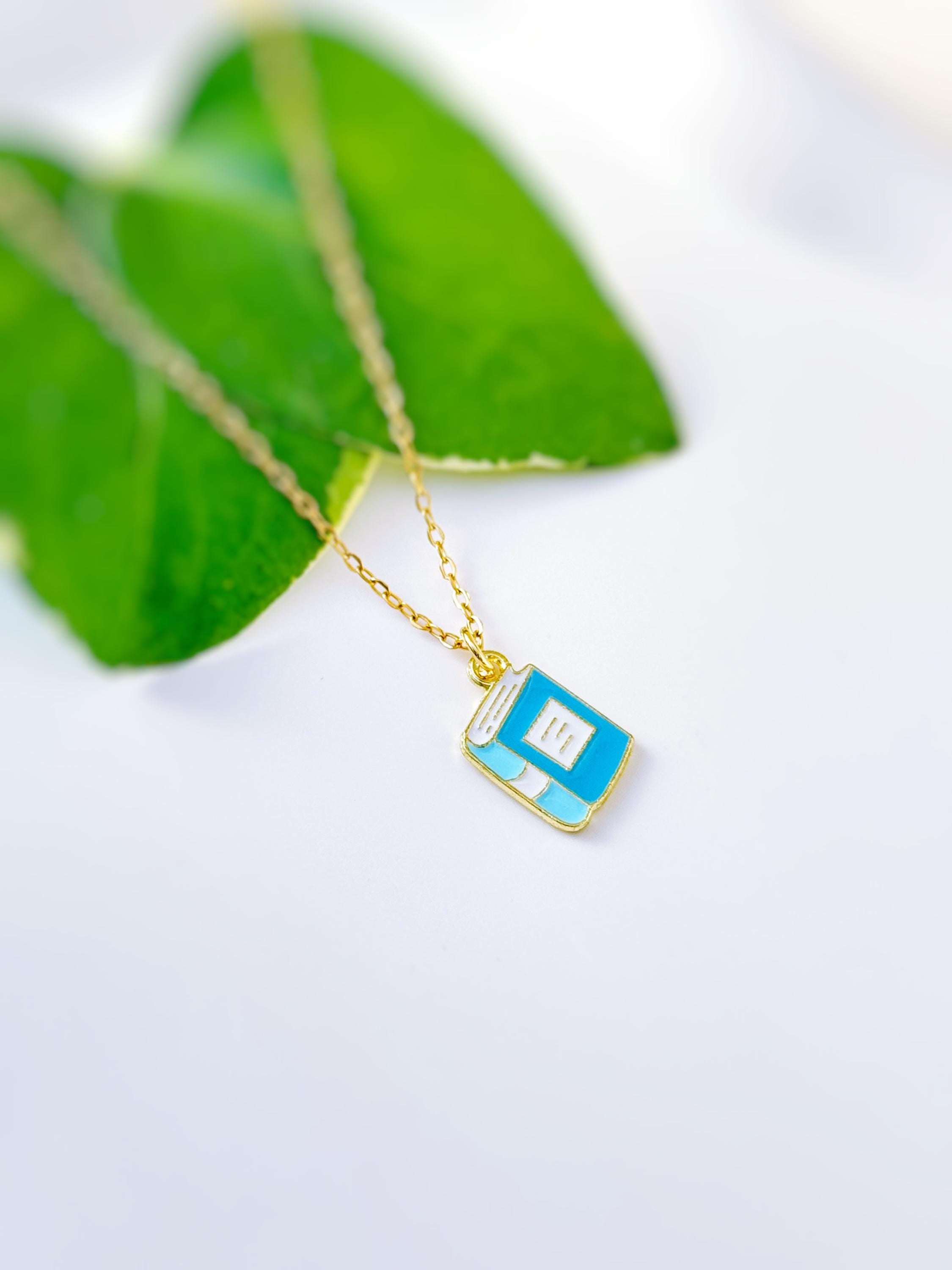 Book Necklace gold handmade Bookish Jewelry unique fun book charm pendant nerdy bookish gift for book club, teachers, readers, librarians