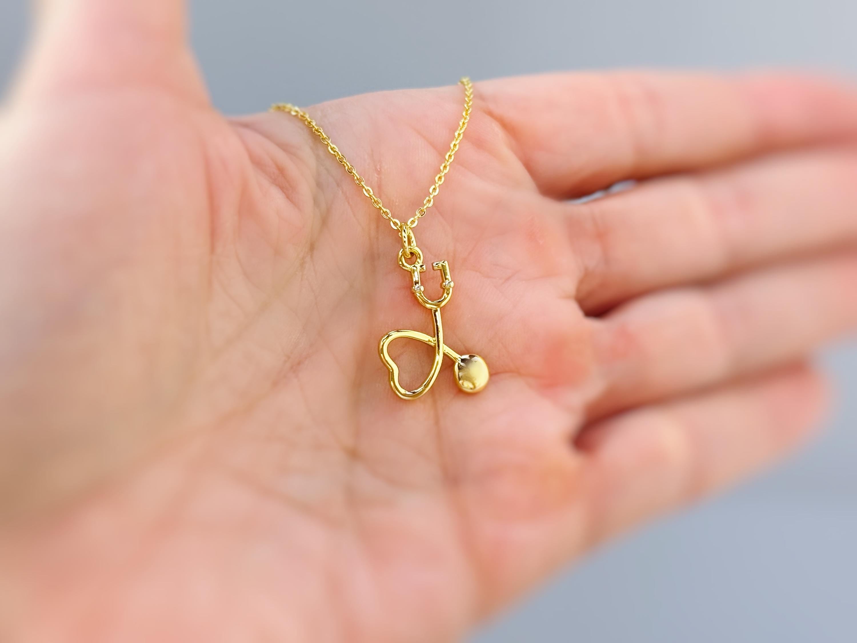 Stethoscope Necklace silver, gold heart unique nursing gift for medical school students graduation doctors rn, nurse practitioners sister