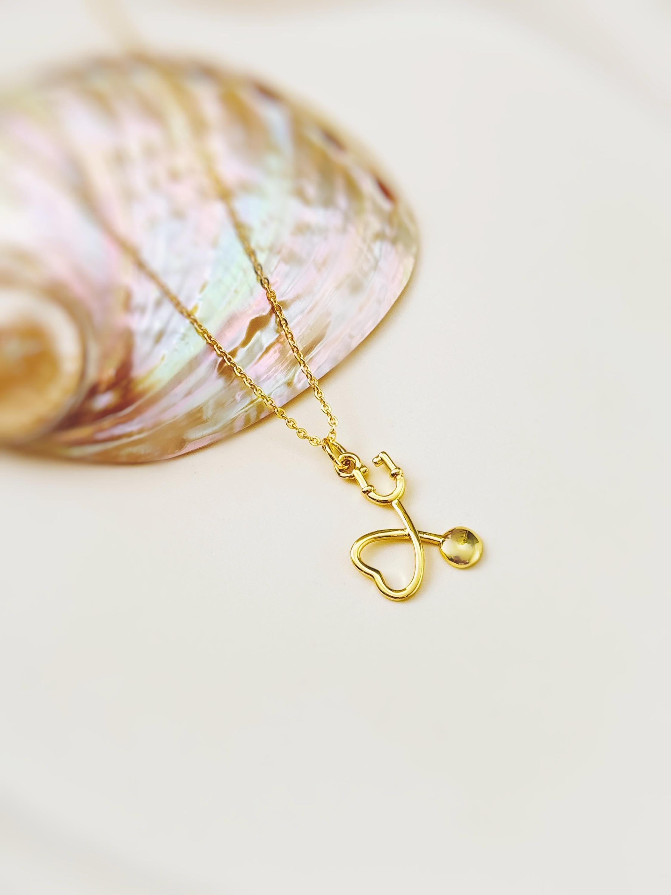 Stethoscope Necklace silver, gold heart unique nursing gift for medical school students graduation doctors rn, nurse practitioners sister