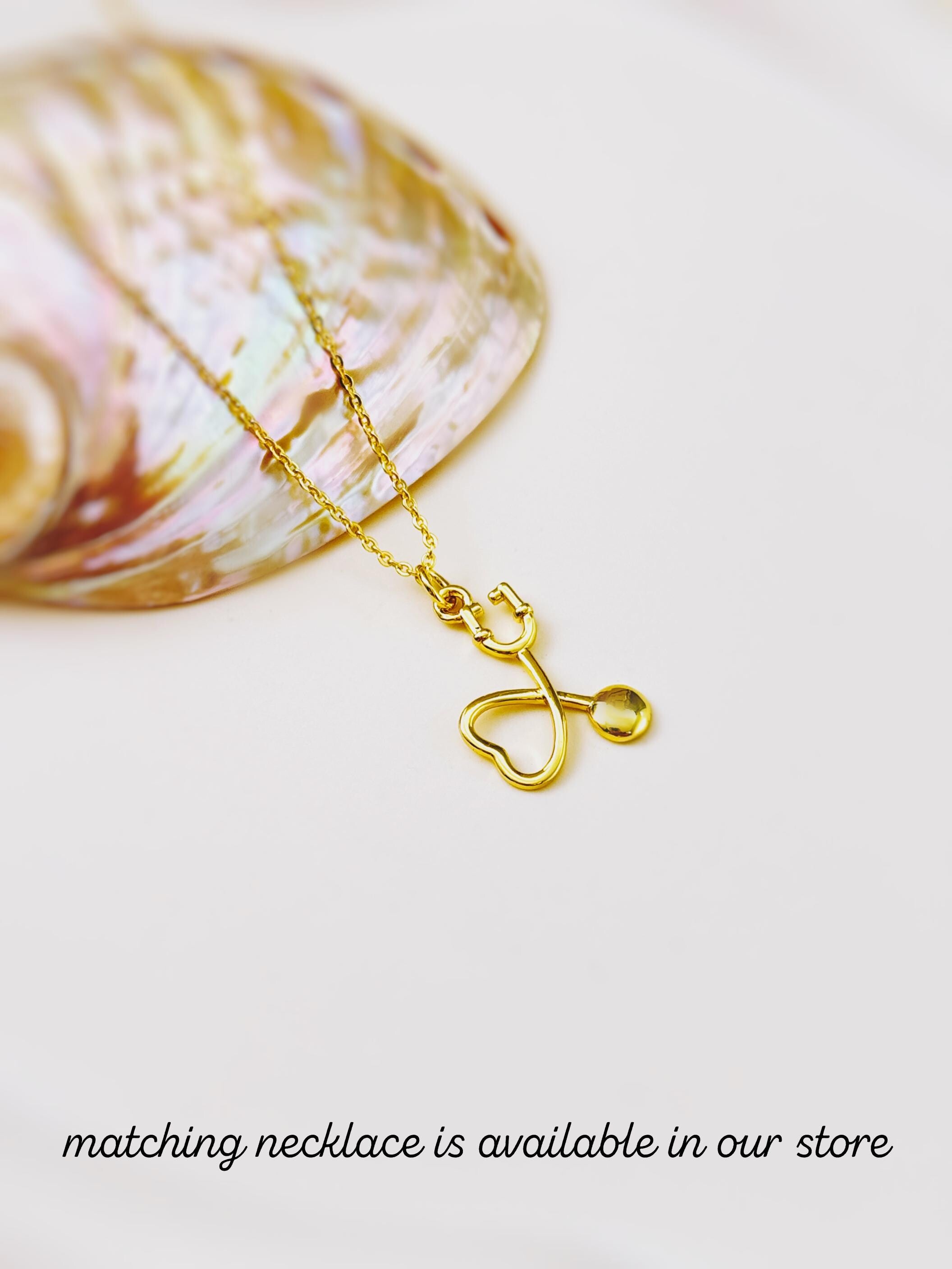 Stethoscope Earrings silver, gold heart unique nursing gift for medical school students graduation doctors rn nurse practitioners sister bff