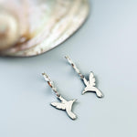 Dainty Hummingbird Earrings dangle Huggie Hoops gold, silver handmade nature jewelry unique gift for bird lovers watchers daughters sister