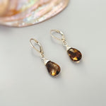 Dainty Smoky Quartz Earrings dangly sterling silver 14k gold boho dangle Quartz gemstone handmade jewelry for women gift for wife, mom