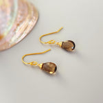 Dainty Smoky Quartz Earrings dangly sterling silver 14k gold boho dangle Quartz gemstone handmade jewelry for women gift for wife, mom