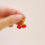 Tomato Earrings gold hoops dangle handmade cute red Fruit Jewelry unique dangling vegetable food earrings gift for foodie, chef, sister, mom