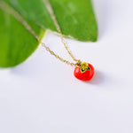 Tomato Necklace gold handmade cute red Fruit Jewelry fun unique novelty vegetable food necklace gift for foodie, chef, sister, mom