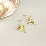 Bird Earrings dangle Gold, Silver, Hummingbird Jewelry Handmade 14 gold fill unique gifts for mom, bird lover dangly Artisan leverbacks