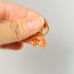 Sunstone Heart Earrings Gold Huggie Hoops Dangle charms Oregon Orange gemstone romantic birthday gift girlfriend wife sister daughter mom