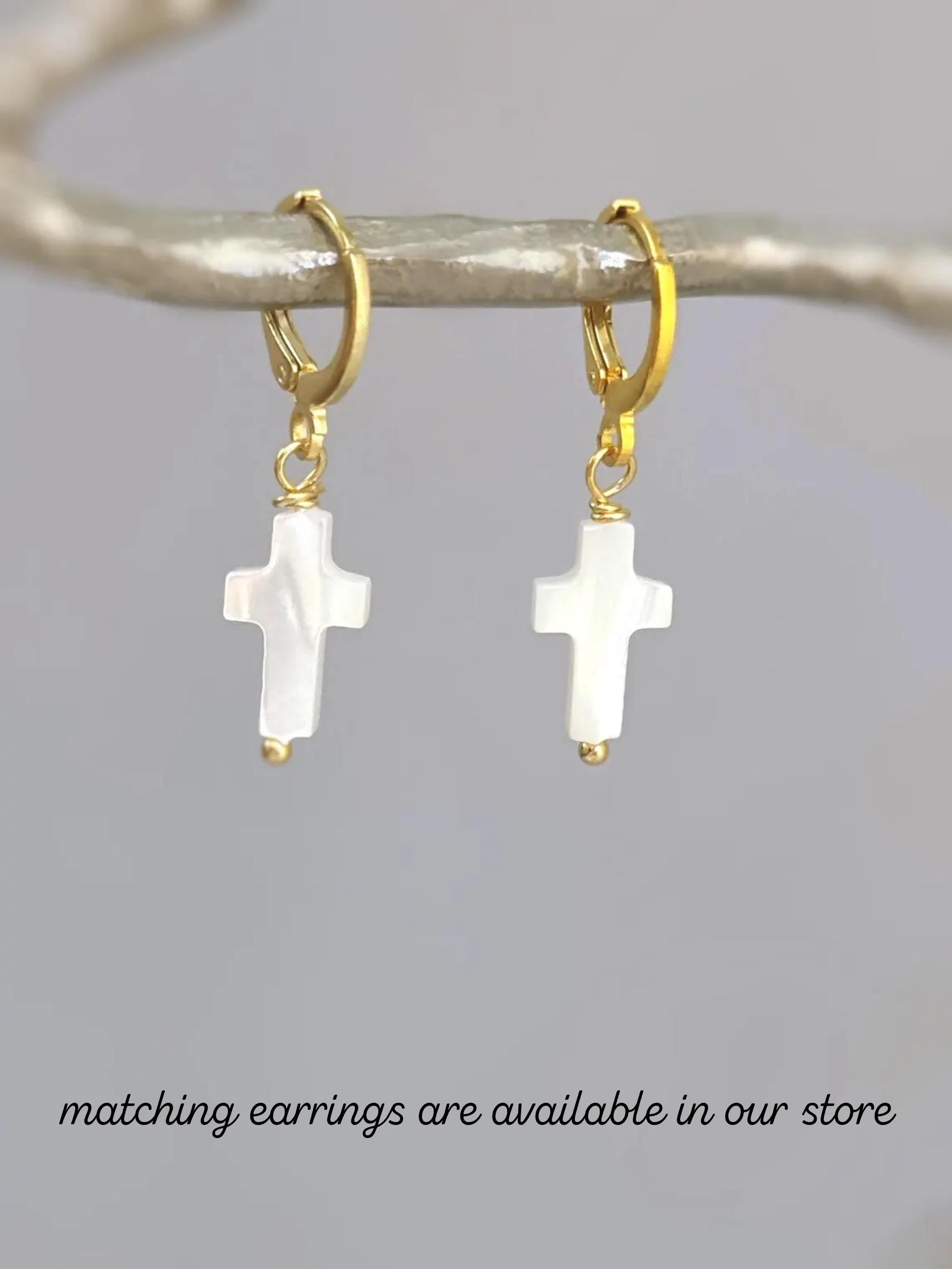 Dainty Mother of Pearl Cross Necklace 14k gold, sterling silver Catholic jewelry Christian faith necklace communion religious gift for her