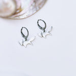 Silver Fox Earrings dangle huggie hoops handmade nature woodland animal Jewelry minimalist cottagecore earrings gift for her daughter sister