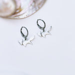 Silver Fox Earrings dangle huggie hoops handmade nature woodland animal Jewelry minimalist cottagecore earrings gift for her daughter sister