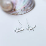 Silver Fox Earrings dangle huggie hoops handmade nature woodland animal Jewelry minimalist cottagecore earrings gift for her daughter sister