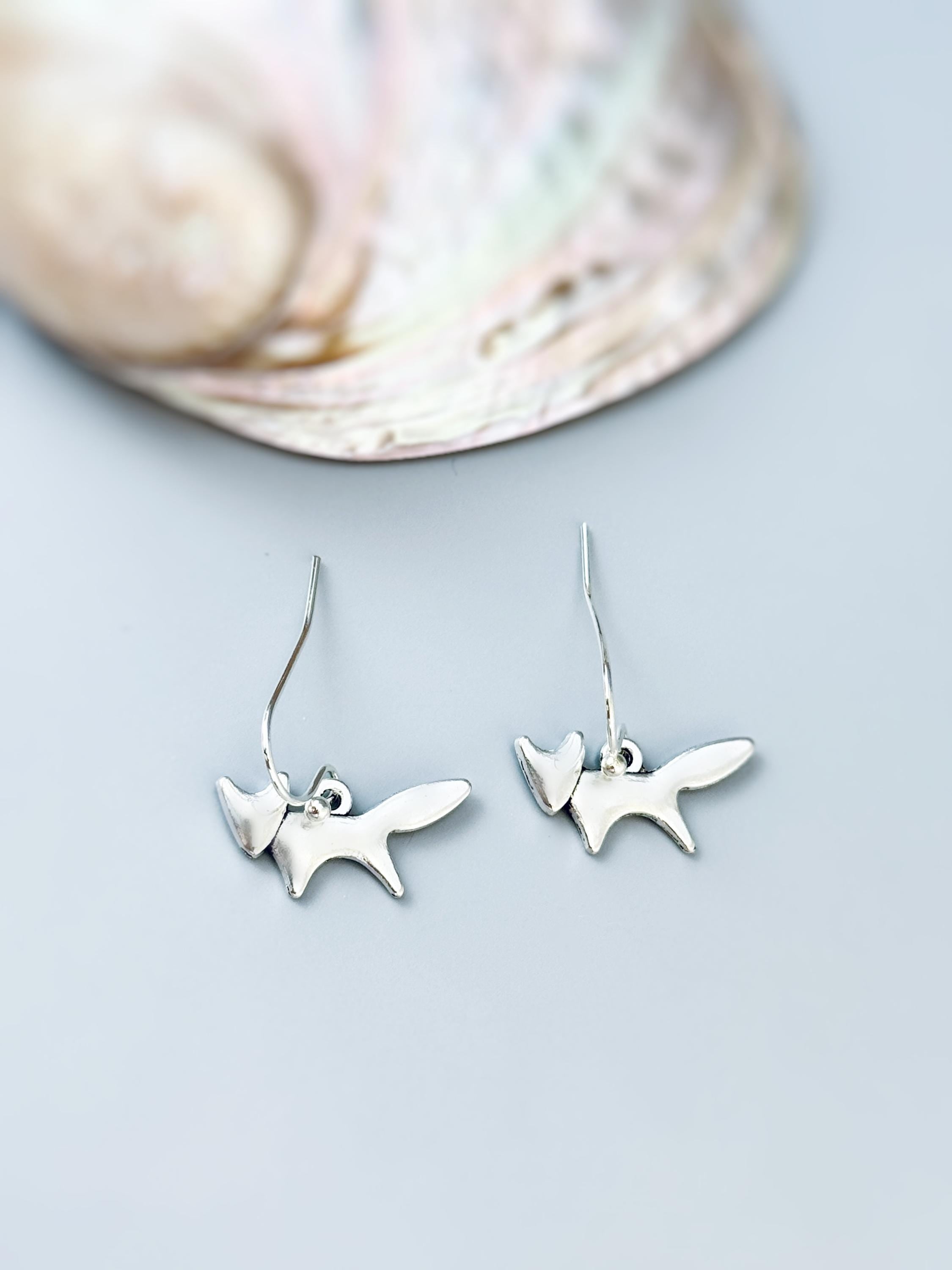 Silver Fox Earrings dangle handmade nature woodland animal Jewelry minimalist cottagecore earrings gift for women daughter sister bff friend