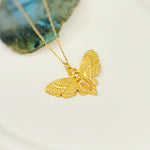 Gold Moth Necklace handmade silverwhimsigoth jewelry statement pendant gothic insect bug jewelry goth deathshead moth symbolic rebirth gift