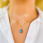 Dainty Silver Labradorite Necklace Sterling Silver or 14k Gold Fill Smooth Briolette Pendant Gift for daughter, sister Handmade in Michigan