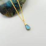 Dainty Silver Labradorite Necklace Sterling Silver or 14k Gold Fill Smooth Briolette Pendant Gift for daughter, sister Handmade in Michigan