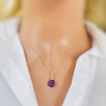 Dainty Silver Amethyst Necklace Smooth Briolette Purple Gemstone Pendant Sterling Silver or 14k Gold Fill February Birthstone Jewelry gift