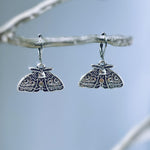 Silver Moth Earrings dangle handmade whimsigoth jewelry gothic insect bug jewelry grunge goth deaths head moth statement earrings for women