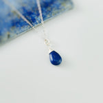 Dainty Silver Lapis Necklace Smooth Briolette Purple Gemstone Pendant Sterling Silver or 14k Gold Fill September Birthstone Jewelry gift