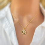 Dainty Diamond and Gold Compass Necklace handmade travel jewelry gift for graduation, adventurers compass pendant gift for daughter, sister